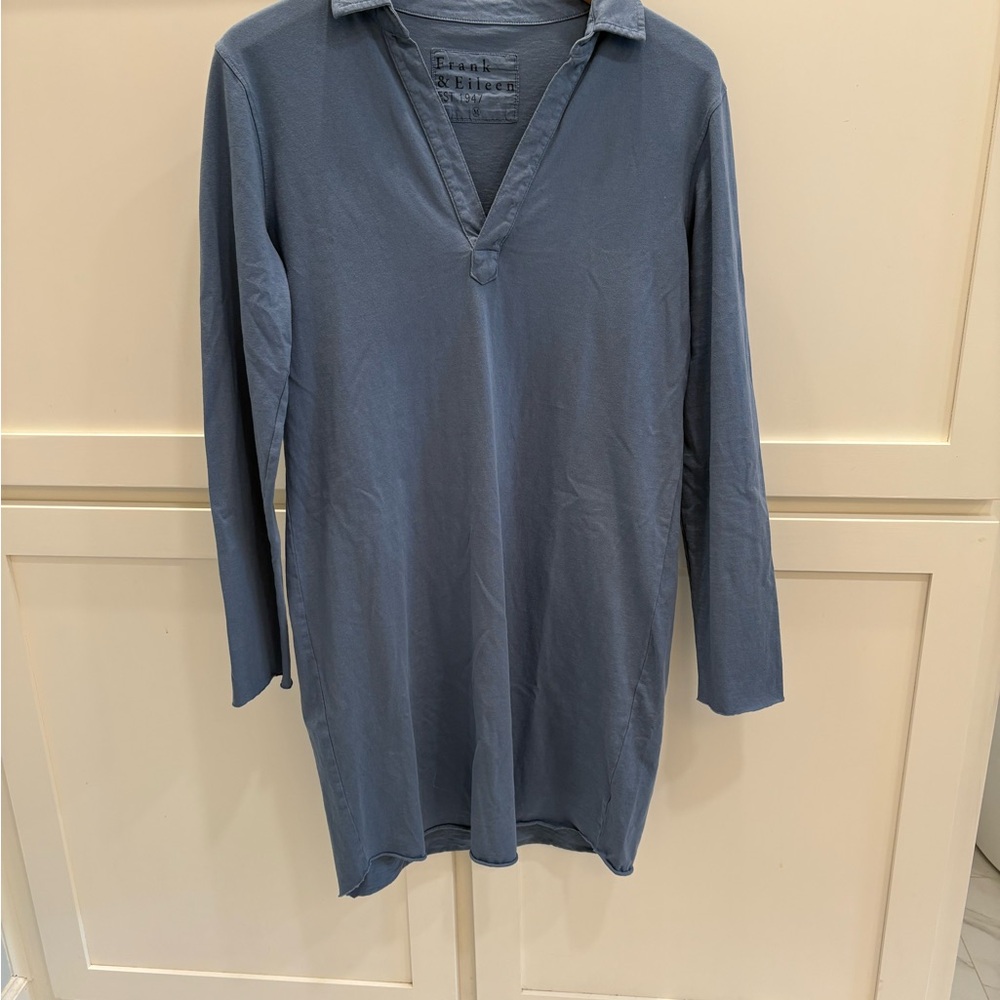 Frank & Eileen Slate Blue Long Sleeve Mini Dress